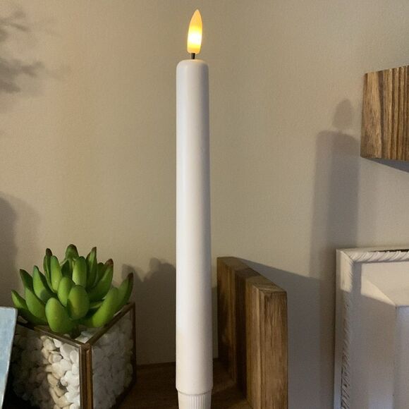 One 2-Pack Taper Candles Realistic Flicker available: White-4; Green-2; Mauve-2 - Picture 2 of 10